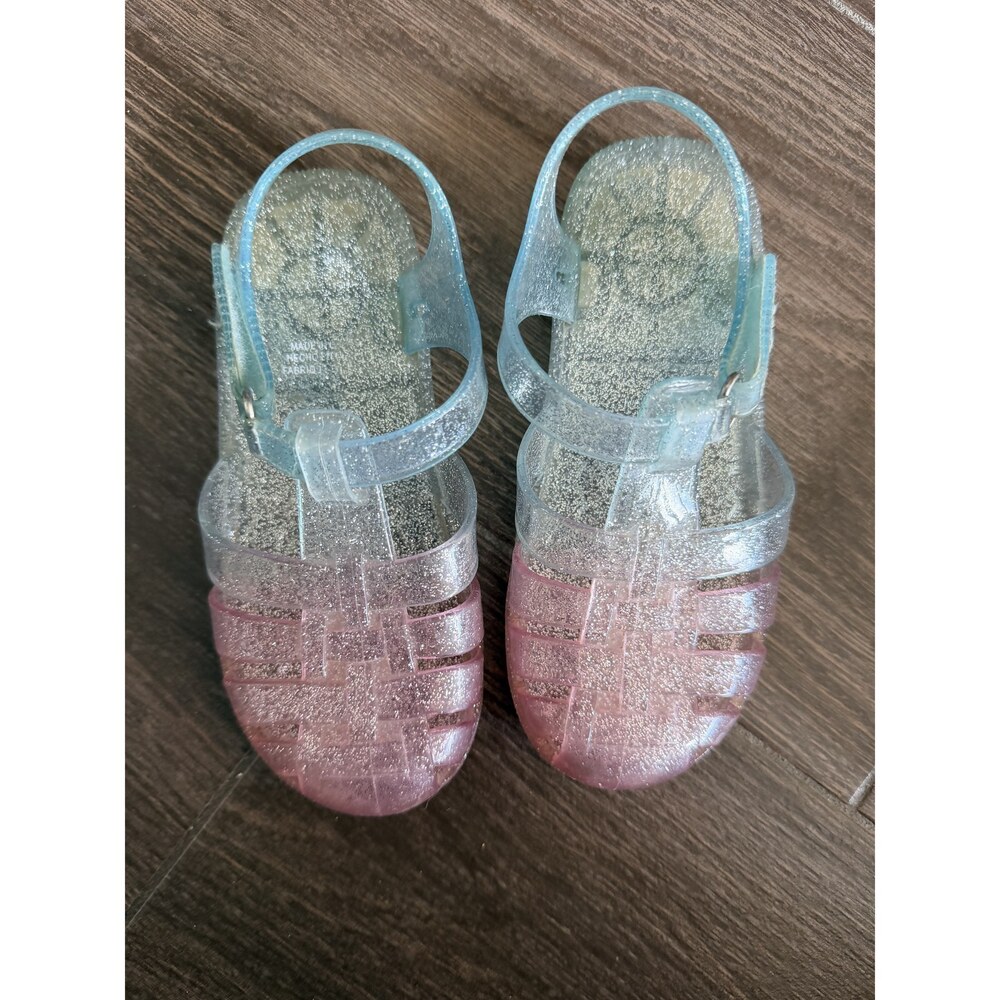Glitter Jelly Sandals Blue Pink Ombre Fisherman Toddler Girls Size 10